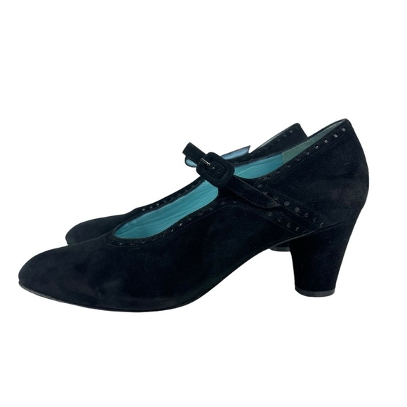 Thierry Rabotin Black Suede Leather Mary Jane Heels Pumps Made in Italy Size 41 - Picture 6 of 16